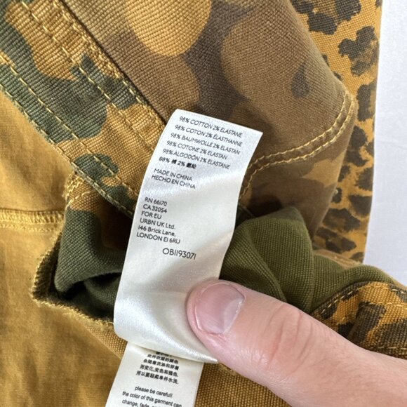 Anthropologie Pilcro Camo Utility Jacket Leopard Sleeves Women’s S Belted - Picture 9 of 9
